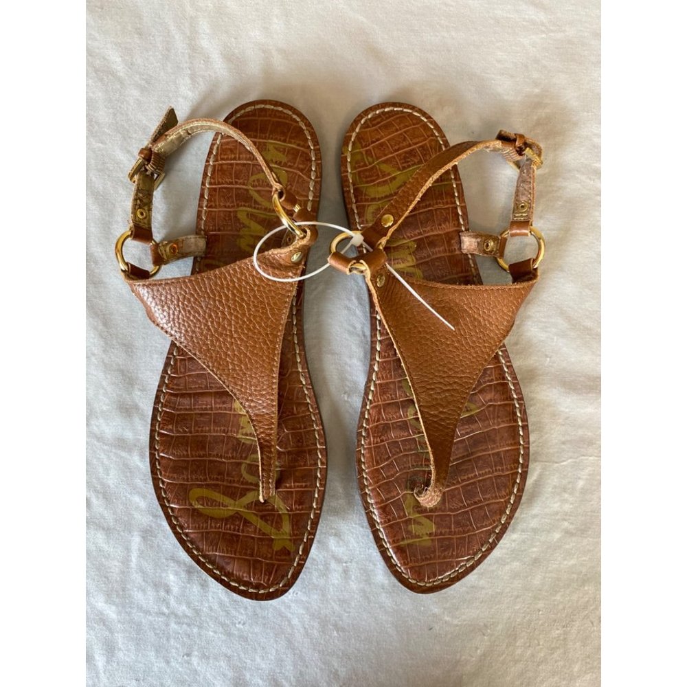 Sam Edelman Gigi Thong Leather Upper Sandals Brown Size 9
